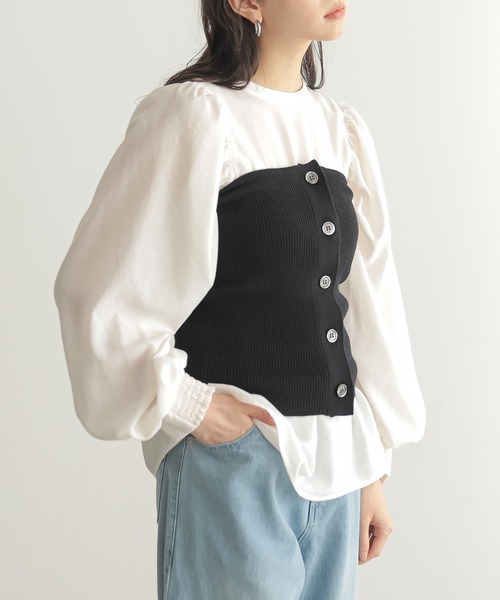 for/c(フォーシー)の「エコヴェロニットビスチェ【サスティナブル】(チューブトップ・レディース・ブラック/グレー・M/L)」の16枚目の写真