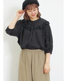 Samansa Mos2 | 切替フリルブラウス(シャツ/ブラウス)