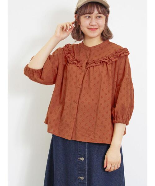 Samansa Mos2（サマンサ モスモス）の「切替フリルブラウス（シャツ/ブラウス・レディース・オレンジ/キナリ/ブラック・F）」の9枚目の写真