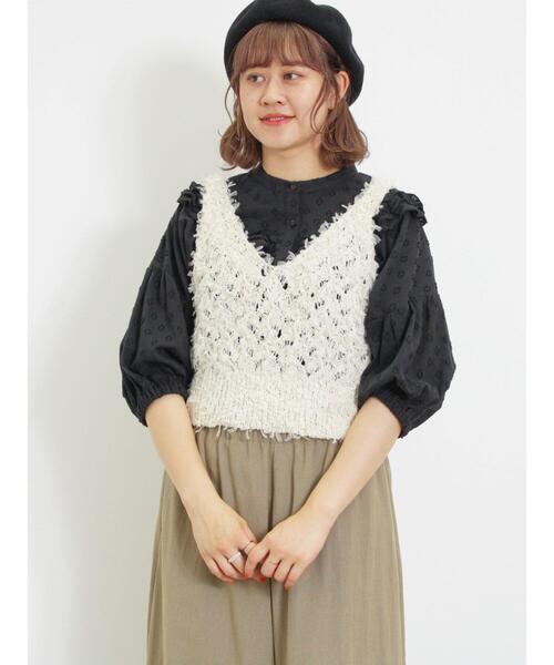 Samansa Mos2（サマンサ モスモス）の「切替フリルブラウス（シャツ/ブラウス・レディース・オレンジ/キナリ/ブラック・F）」の19枚目の写真