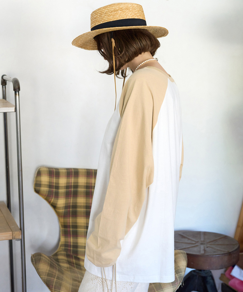 B.C STOCK(ベーセーストック)の「《追加》Gleamy/グリーミー ラグランロンT(Tシャツ/カットソー・レディース・ブラウン/ネイビー/ベージュ/レッド・FREE)」の8枚目の写真