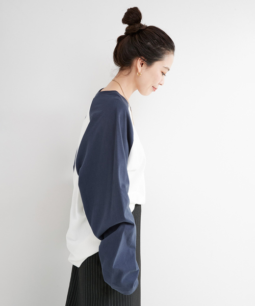 B.C STOCK(ベーセーストック)の「《追加》Gleamy/グリーミー ラグランロンT(Tシャツ/カットソー・レディース・ブラウン/ネイビー/ベージュ/レッド・FREE)」の10枚目の写真