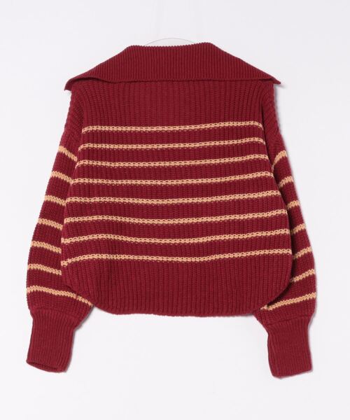 Port(ポート)の「【 antique andico / アンティーク アンディコ 】 ボーダー リブ スキッパー ニット #_(ニット/セーター・レディース・バーガンディー/グレー・FREE)」の11枚目の写真