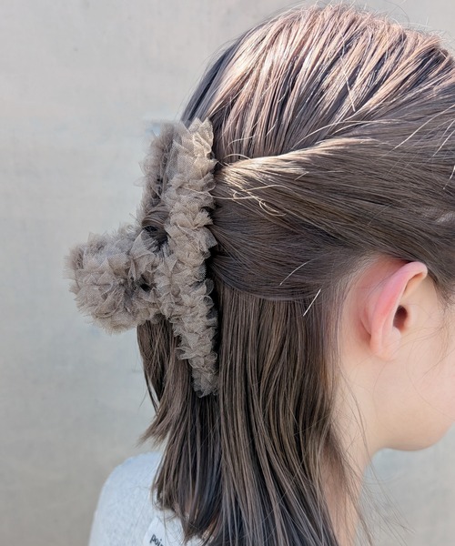 RUBY AND YOU（ルビーアンドユー）の「［select］チュール フリルヘアクリップ（バレッタ/ヘアクリップ・レディース・アイボリー系1/ブラック系1/ベージュ系2/ピンク系1/ピンク系2/ベージュ系1/ブラック系2/アイボリー系2・FREE）」の21枚目の写真