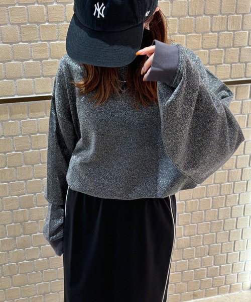 ISOOK(アイスー)の「【ISOOK / アイスー】ラメスウェット / 裏毛 ラメトップス プルオーバー 春服 春トップス ZOZOTOWN限定(スウェット・レディース・ブラック/グレー/ホワイト・FREE)」の6枚目の写真