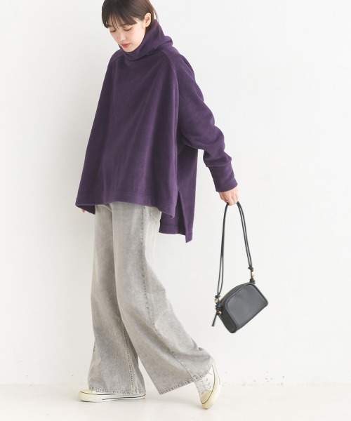 セール】ふわふわフリースワイドシルエットタートル長袖（Tシャツ