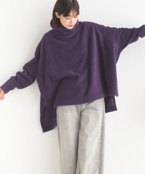 セール】ふわふわフリースワイドシルエットタートル長袖（Tシャツ