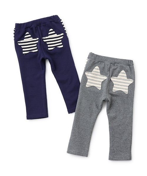 Love&Peace&Money（ラブアンドピースアンドマネー）の「【人気商品再入荷】【直営店で取り扱い無し】ボーダー星ポケット裏毛パンツ（その他パンツ・キッズ・ネイビー/グレー・80ｃｍ/90cm/100cm/110cm/120cm/130cm）」の4枚目の写真