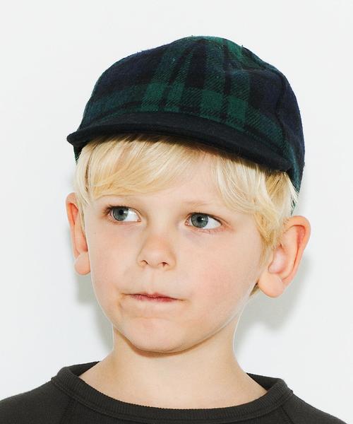 green label relaxing(グリーンレーベルリラクシング)の「GLRチェックメルトンキャップ/グリーン◆(キャップ・キッズ・ケリー・50-52cm/52-54cm)」の1枚目の写真