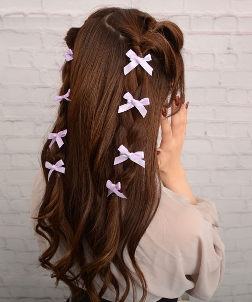 VIBGYOR Women（ヴィブジョー　ウィメン）の「【float】ミニリボン ミニヘアクリップ【8個セット/9色展開/イベント/発表会/ヘアアレンジ】（バレッタ/ヘアクリップ・レディース・オフホワイト/ブルー/ブラック/ライトピンク/ピンク/レッド/パープル/イエロー/ワインレッド/イエロー系・FREE）」の20枚目の写真