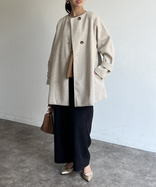 セール】ノーカラーAラインコート（その他アウター）｜Chez toi