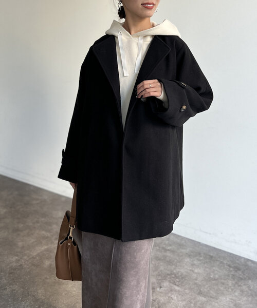 ノーカラーＡラインコート セール】ノーカラーAラインコート（その他アウター）｜Chez toi
