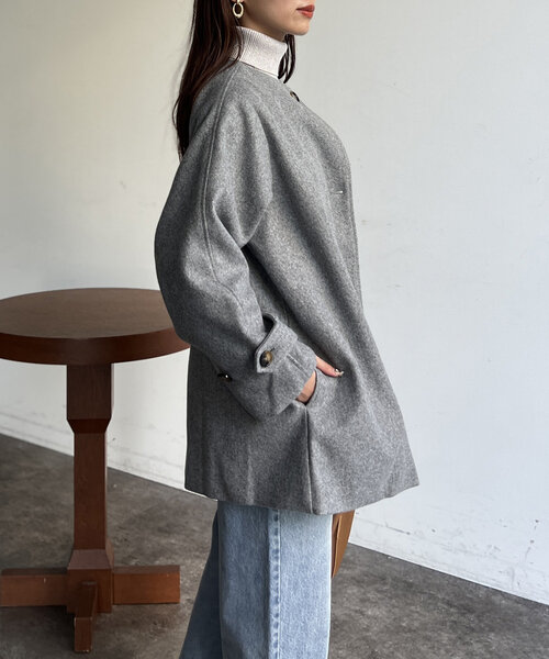 ノーカラーＡラインコート セール】ノーカラーAラインコート（その他アウター）｜Chez toi