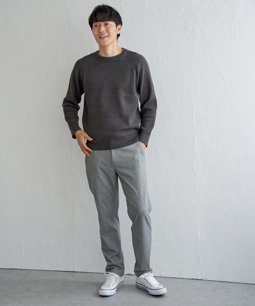 ikka(イッカ)の「ウォッシャブル畦クルーネックニット(ニット/セーター・メンズ・チャコールグレー/ブルー/ネイビー/ベージュ・M/L/XL/S)」の15枚目の写真