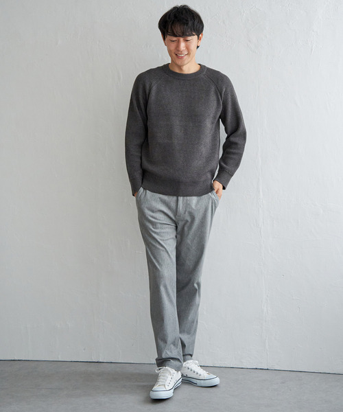 ikka(イッカ)の「ウォッシャブル畦クルーネックニット(ニット/セーター・メンズ・チャコールグレー/ブルー/ネイビー/ベージュ・M/L/XL/S)」の16枚目の写真