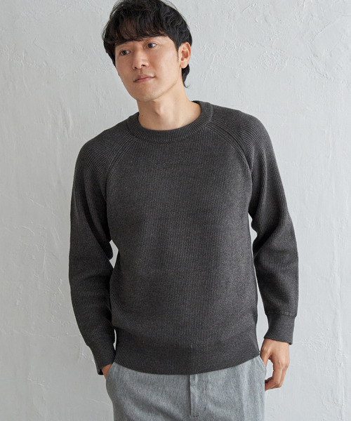 ikka(イッカ)の「ウォッシャブル畦クルーネックニット(ニット/セーター・メンズ・チャコールグレー/ブルー/ネイビー/ベージュ・M/L/XL/S)」の17枚目の写真