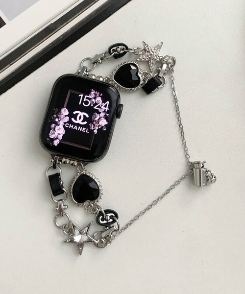 LUON(ルオン)の「LUON / Apple Watch Band / ハート スター メタル ブラック アップルウォッチ バンド(デジタル腕時計・レディース・ブラック系1/シルバー/ブラック系2・B/A)」の10枚目の写真