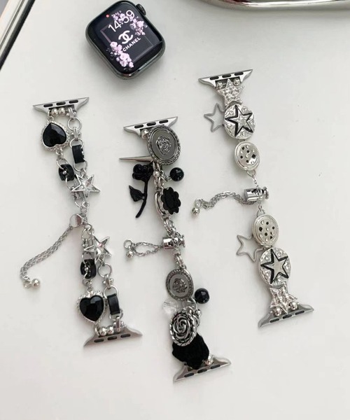 LUON(ルオン)の「LUON / Apple Watch Band / ハート スター メタル ブラック アップルウォッチ バンド(デジタル腕時計・レディース・ブラック系1/シルバー/ブラック系2・B/A)」の12枚目の写真