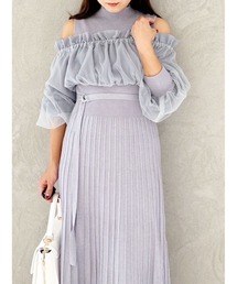 MERCURYDUO | 異素材ドッキングオフショルニットワンピース(ワンピース)