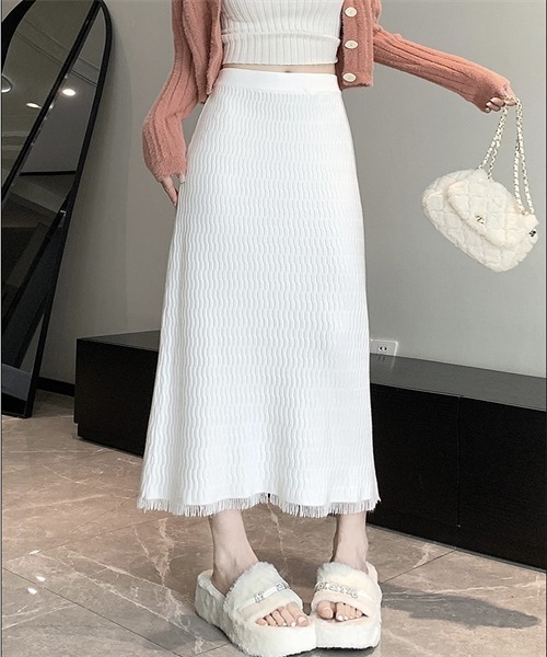 セール】裾フリンジニットスカート（スカート）｜FREE STYLISTS