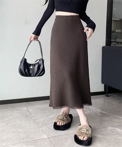 セール】裾フリンジニットスカート（スカート）｜FREE STYLISTS