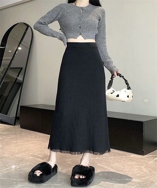 FREE STYLISTS(フリー スタイリスト)の「裾フリンジニットスカート(スカート・レディース・ベージュ/ブラウン/ブラック/ホワイト・FREE)」の19枚目の写真