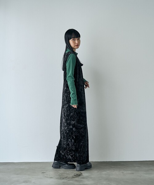 coen（コーエン）の「クラッシュベロアVネックジャンスカ（ジャンパースカート・レディース・ブラック/ベージュ・M/L）」の14枚目の写真