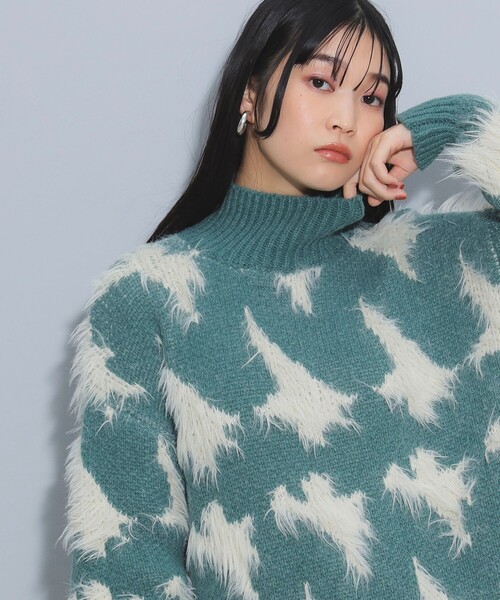 千鳥フェザー ニット（手洗い可能）（ニット/セーター）｜BEAMS