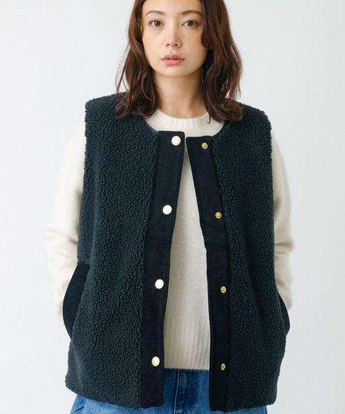 Barbour(バブアー)の「【BARBOUR/バブアー】DULSIE LINER / ボアベスト / WEB限定(ベスト・レディース・ブラック/カーキ・フリー)」の1枚目の写真