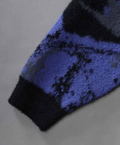 SITRY(シトリー)の「Feather Yarn Abstract Pattern Knit Pullover/オーバーサイズ フェザーヤーン アブストラクト柄 ニット セーター(ニット/セーター・メンズ・ブルー系その他/ブラック系その他/ブラック系その他3/ブラック系その他2・M/L)」の7枚目の写真
