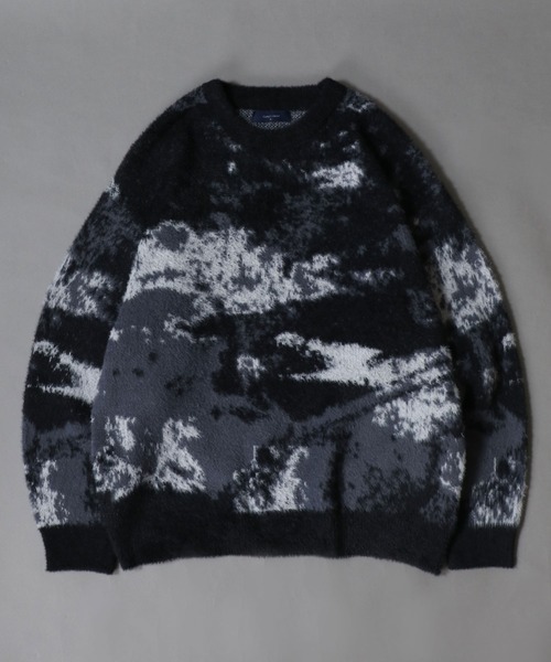 SITRY(シトリー)の「Feather Yarn Abstract Pattern Knit Pullover/オーバーサイズ フェザーヤーン アブストラクト柄 ニット セーター(ニット/セーター・メンズ・ブルー系その他/ブラック系その他/ブラック系その他3/ブラック系その他2・M/L)」の14枚目の写真