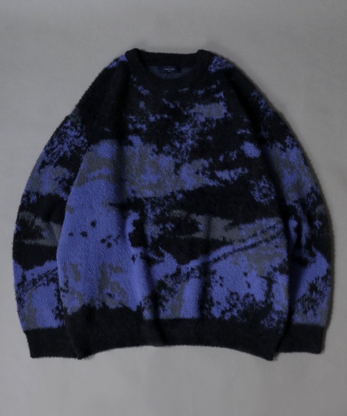 SITRY(シトリー)の「Feather Yarn Abstract Pattern Knit Pullover/オーバーサイズ フェザーヤーン アブストラクト柄 ニット セーター(ニット/セーター・メンズ・ブルー系その他/ブラック系その他/ブラック系その他3/ブラック系その他2・M/L)」の22枚目の写真