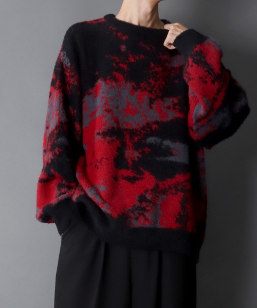 SITRY(シトリー)の「Feather Yarn Abstract Pattern Knit Pullover/オーバーサイズ フェザーヤーン アブストラクト柄 ニット セーター(ニット/セーター・メンズ・ブルー系その他/ブラック系その他/ブラック系その他3/ブラック系その他2・M/L)」の19枚目の写真