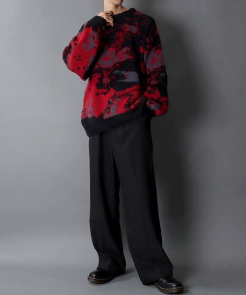 SITRY(シトリー)の「Feather Yarn Abstract Pattern Knit Pullover/オーバーサイズ フェザーヤーン アブストラクト柄 ニット セーター(ニット/セーター・メンズ・ブルー系その他/ブラック系その他/ブラック系その他3/ブラック系その他2・M/L)」の21枚目の写真