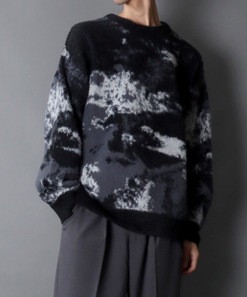 SITRY(シトリー)の「Feather Yarn Abstract Pattern Knit Pullover/オーバーサイズ フェザーヤーン アブストラクト柄 ニット セーター(ニット/セーター・メンズ・ブルー系その他/ブラック系その他/ブラック系その他3/ブラック系その他2・M/L)」の15枚目の写真