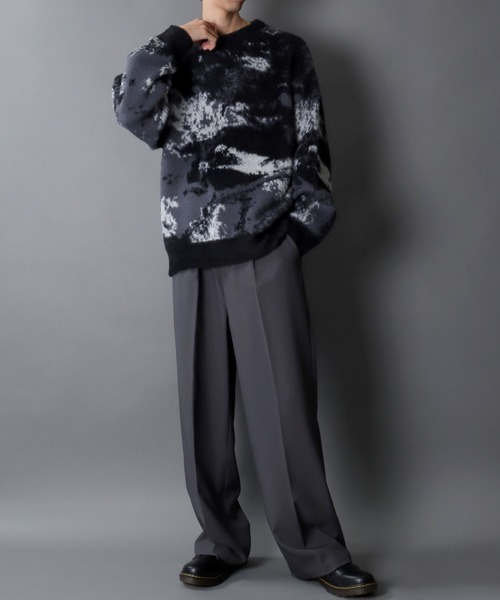 SITRY(シトリー)の「Feather Yarn Abstract Pattern Knit Pullover/オーバーサイズ フェザーヤーン アブストラクト柄 ニット セーター(ニット/セーター・メンズ・ブルー系その他/ブラック系その他/ブラック系その他3/ブラック系その他2・M/L)」の16枚目の写真