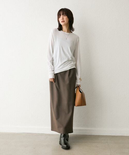 RIVE DROITE(リヴドロワ)の「【リバイバル/一枚でも重ねても】フライスクルーTee(Tシャツ/カットソー・レディース・レッド/ライトグレー/ホワイト/チャコールグレー・FREE)」の5枚目の写真