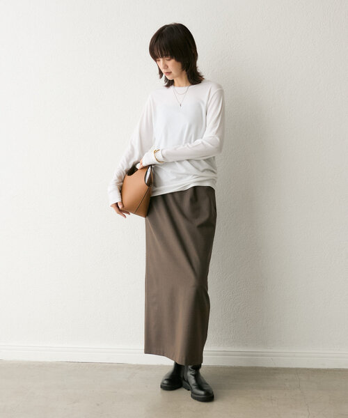 RIVE DROITE(リヴドロワ)の「【リバイバル/一枚でも重ねても】フライスクルーTee(Tシャツ/カットソー・レディース・レッド/ライトグレー/ホワイト/チャコールグレー・FREE)」の6枚目の写真