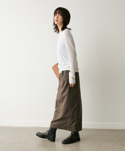 RIVE DROITE(リヴドロワ)の「【リバイバル/一枚でも重ねても】フライスクルーTee(Tシャツ/カットソー・レディース・レッド/ライトグレー/ホワイト/チャコールグレー・FREE)」の7枚目の写真
