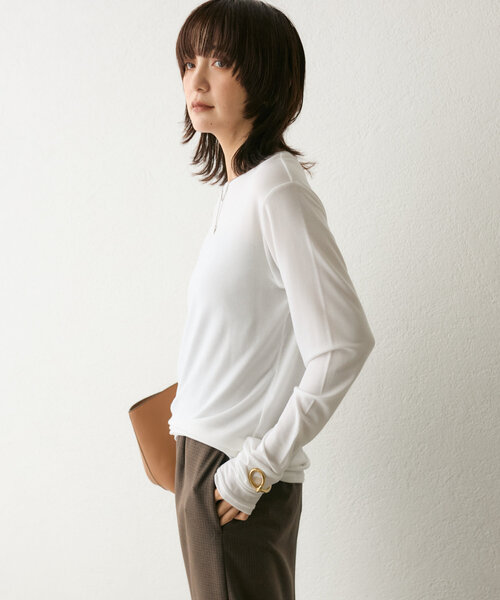 RIVE DROITE(リヴドロワ)の「【リバイバル/一枚でも重ねても】フライスクルーTee(Tシャツ/カットソー・レディース・レッド/ライトグレー/ホワイト/チャコールグレー・FREE)」の10枚目の写真