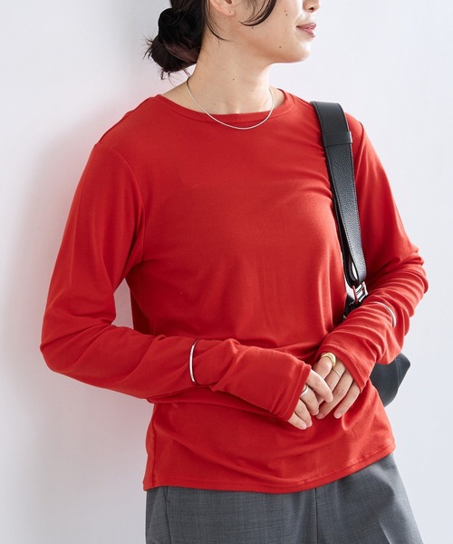 RIVE DROITE(リヴドロワ)の「【リバイバル/一枚でも重ねても】フライスクルーTee(Tシャツ/カットソー・レディース・レッド/ライトグレー/ホワイト/チャコールグレー・FREE)」の4枚目の写真