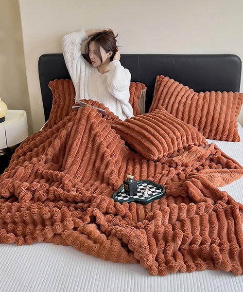 VIBGYOR（ヴィブジョー）の「【 somni / ソニ 】掛け布団   ブランケット（ブランケット・レディース・テラコッタ/グリーン/ピンク/ダークグレー/パープル/イエロー/グレー/ブルー/アイボリー/ライトベージュ・FREE）」の5枚目の写真