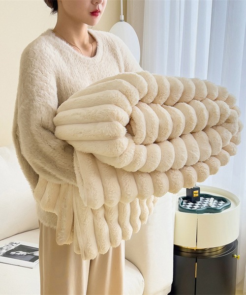 VIBGYOR（ヴィブジョー）の「【 somni / ソニ 】掛け布団   ブランケット（ブランケット・レディース・テラコッタ/グリーン/ピンク/ダークグレー/パープル/イエロー/グレー/ブルー/アイボリー/ライトベージュ・FREE）」の11枚目の写真