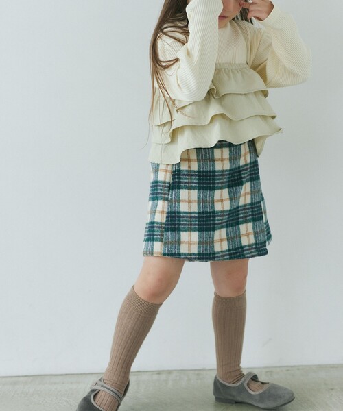 green label relaxing(グリーンレーベルリラクシング)の「TJ フリルキャミ+テレコ プルオーバーセット / キッズ 100cm-130cm(Tシャツ/カットソー・キッズ・ブラック/オフホワイト・130cm/110cm/100cm/120cm)」の4枚目の写真