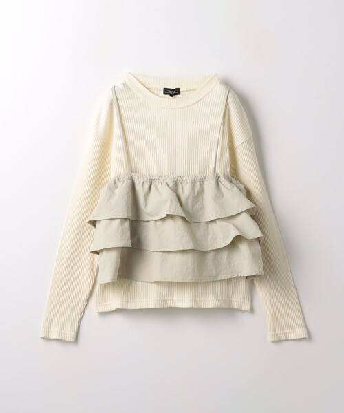 green label relaxing(グリーンレーベルリラクシング)の「TJ フリルキャミ+テレコ プルオーバーセット / キッズ 100cm-130cm(Tシャツ/カットソー・キッズ・ブラック/オフホワイト・130cm/110cm/100cm/120cm)」の5枚目の写真