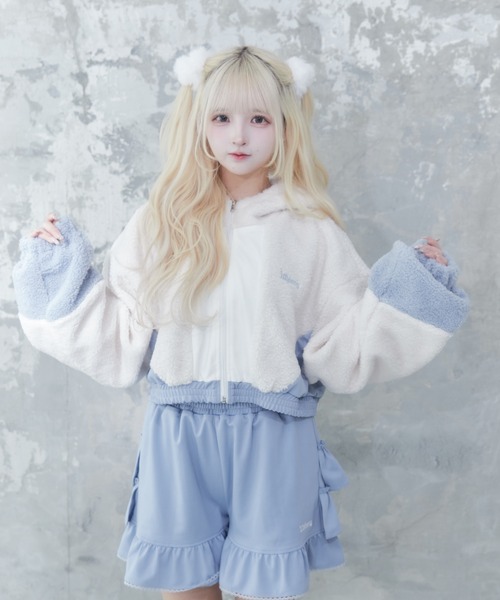 Whinny(ホワイニー)の「Whinny/雪の子のこのこ♪(ブルゾン・レディース・サックスブルー/ブラック/ホワイト・FREE)」の10枚目の写真