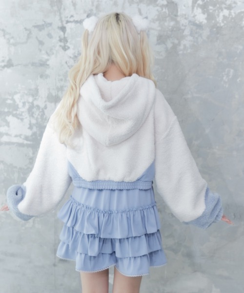 Whinny(ホワイニー)の「Whinny/雪の子のこのこ♪(ブルゾン・レディース・サックスブルー/ブラック/ホワイト・FREE)」の11枚目の写真