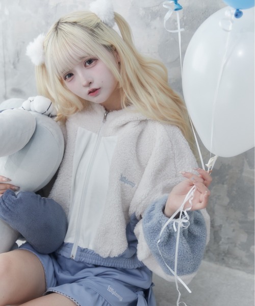 Whinny(ホワイニー)の「Whinny/雪の子のこのこ♪(ブルゾン・レディース・サックスブルー/ブラック/ホワイト・FREE)」の14枚目の写真