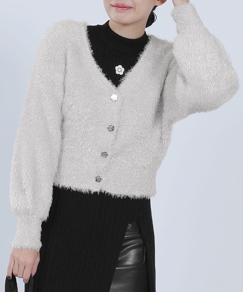 MARY QUANT シャイニーラメシャギー カーディガン グレー マリクワ MARY QUANT（マリークワント）の「シャイニーラメシャギー
