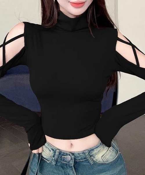 Achic(アシック)の「ショルダーディロンハイネックTシャツ(Tシャツ/カットソー・レディース・ブラウン/ブラック・M)」の18枚目の写真